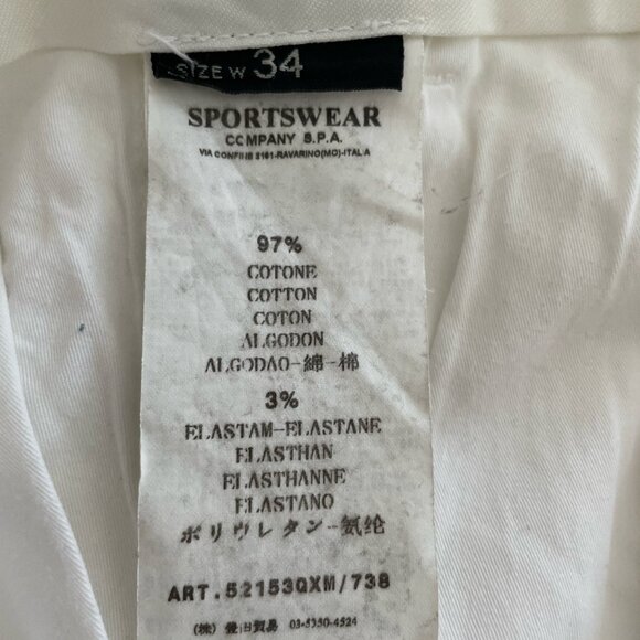 Stone Island mens white pants authentic size 34 cotton stretch cp - Picture 4 of 7